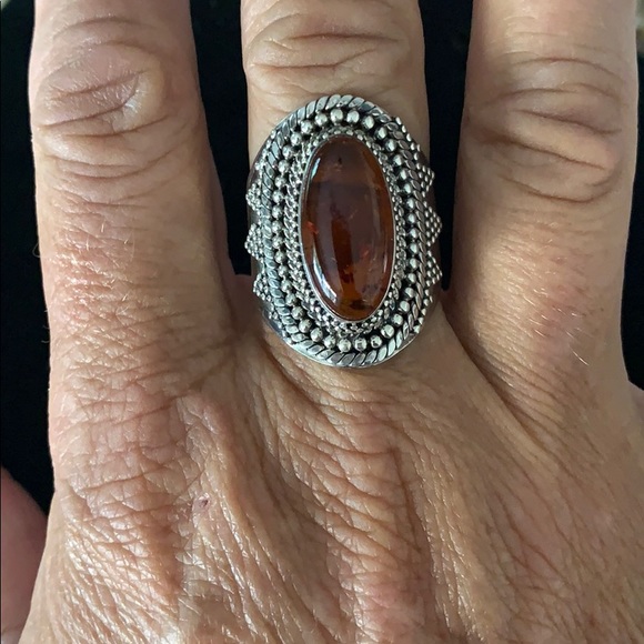 Jewelry - Sterling and amber ring